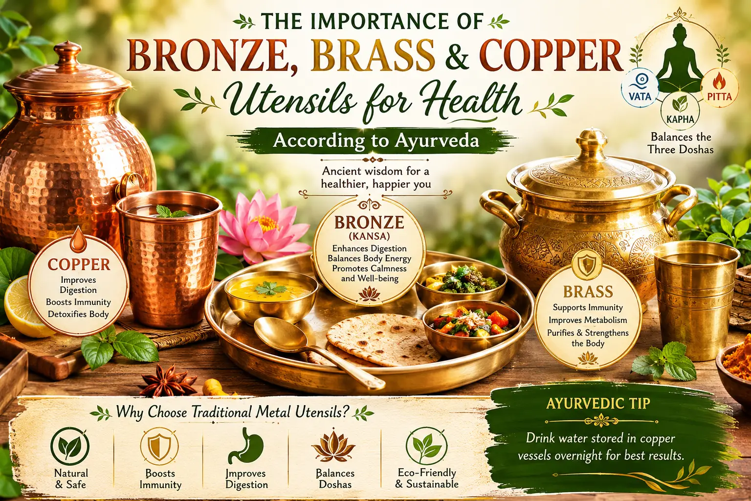 The Importance of Bronze, Brass, and Copper Utensils for Health According to Ayurveda